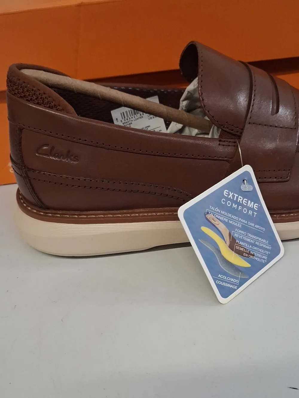 NWT Mens Clark's Brantin Loafer Tan Leather Slip On Shoes